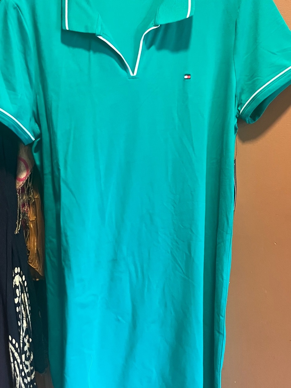 NWT Tommy Hilfiger Teal Green Polo Dress with White Accent